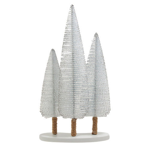 12-16" White Miniature Trees With Silver Glitter Table Piece