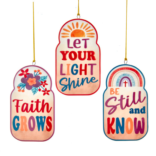 Contemporary Christian Sayings Ornaments, 3 Assorted