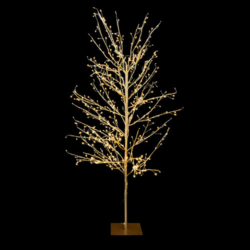 4' Pre-Lit Classic White & Warm White LED Gold Foil Twig Tree 