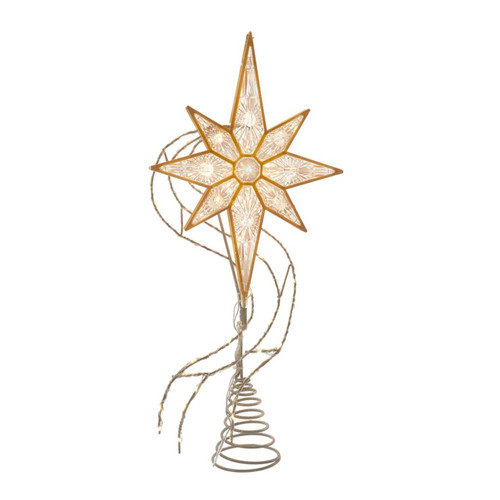 17“ Lighted 8-Point Gold Glittered Star Treetop