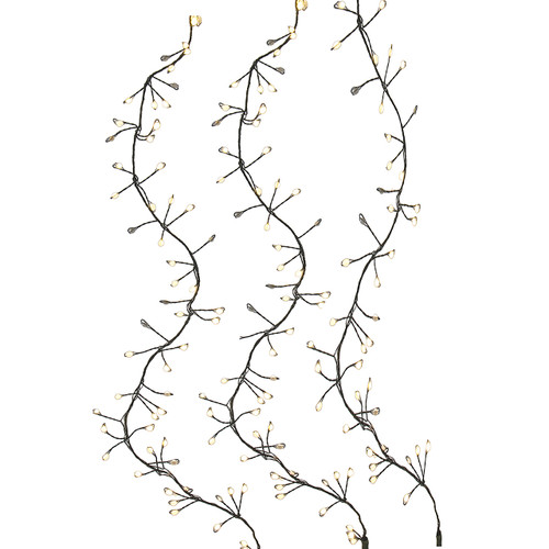 9' 300L Warm White Superbright Twinkle Green Wire Cluster Garland