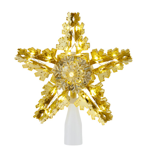 7.5" 40-Light Warm White LED Twinkle Gold Snowflake Star Treetop
