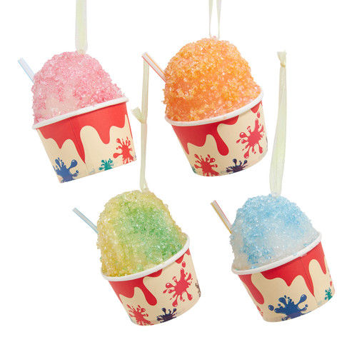 Shaved Ice With Straw Ornaments, 4 Assorted 