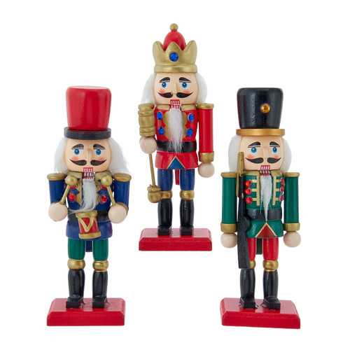 5.9" Red, Green & Blue Nutcrackers Set, 3-Pieces