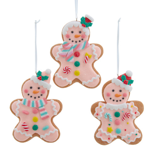 Pink Gingerbread Man Ornaments, 3 Assorted