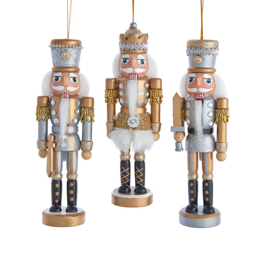 6" Silver & Gold Nutcracker Ornaments, 3 Assorted