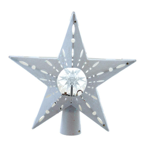 11.8“ White Iridescent LED Star With Rotating Ornament Treetop
