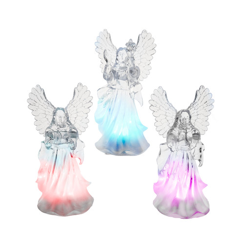 5.75" Battery Operated RGB LED Angel Table Pieces, 3 Assorted