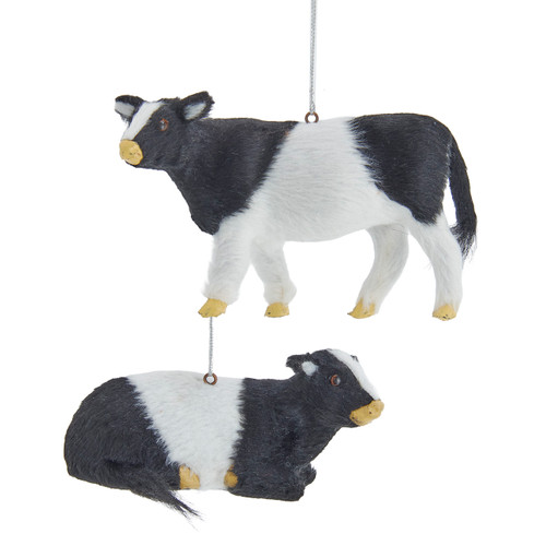 Black & White Cow Ornaments, 2 Assorted