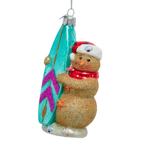 Noble Gems™ Glass Surf Snowman Ornament