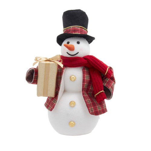 Snowman With Plaid Jacket Ornament