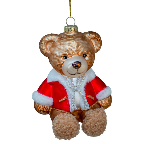 Glass Bear With Coat Ornament