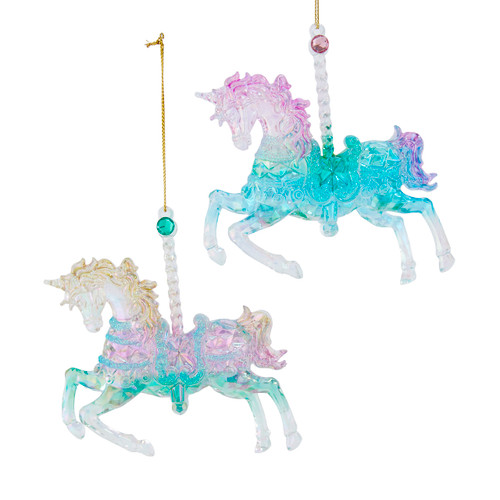 Ombre Carousel Horse Onraments, 2 Assorted