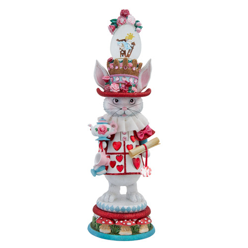 18" Hollywood Nutcrackers™ White Rabbit With Water Globe Hat Nutcracker 