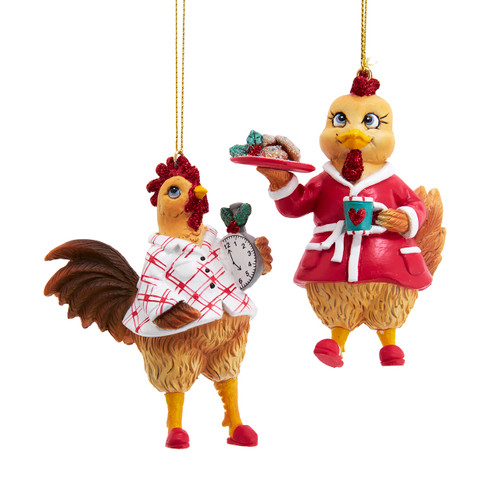 Chicken Pajama Ornaments, 4 Assorted