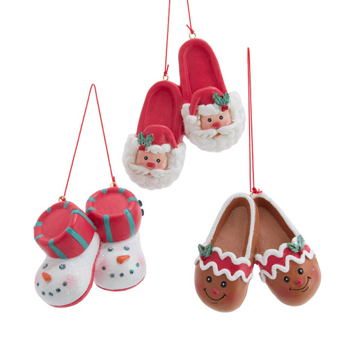 Holiday Slippers Ornaments, 3 Assorted