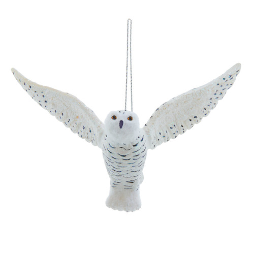 Noble Gems™ Glass Flying Snowy Owl Ornament