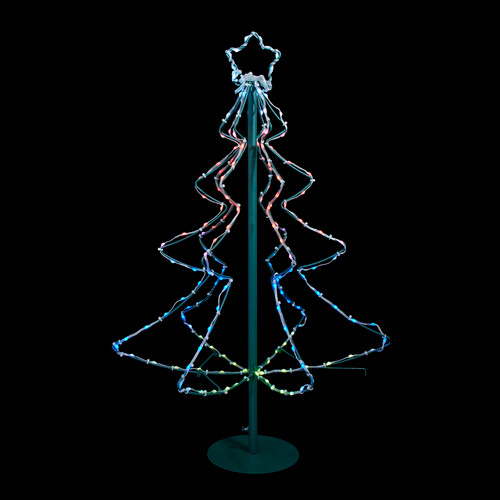 3' Pre-Lit Dark Green Metal RGB LED Tree With Remote 