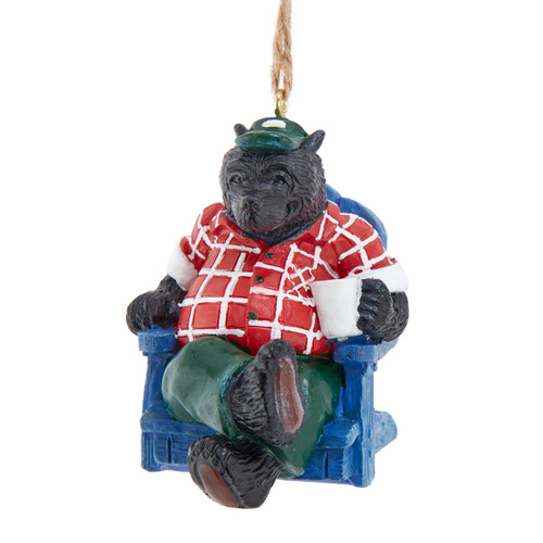 Black Bear On Chair Ornament