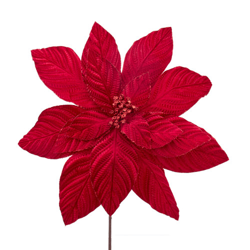 Red Velvet Poinsettia Stem 