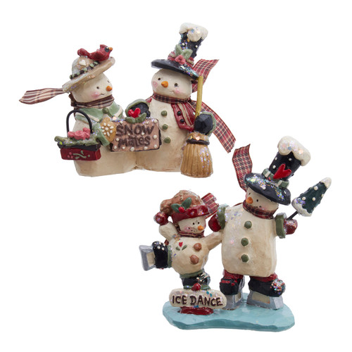 4.5-5.25" Snow Town Snow-Mates & Ice Skater Table Pieces, 2 Assorted
