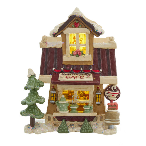 12.3" Light Up Snow Town Café Table Piece