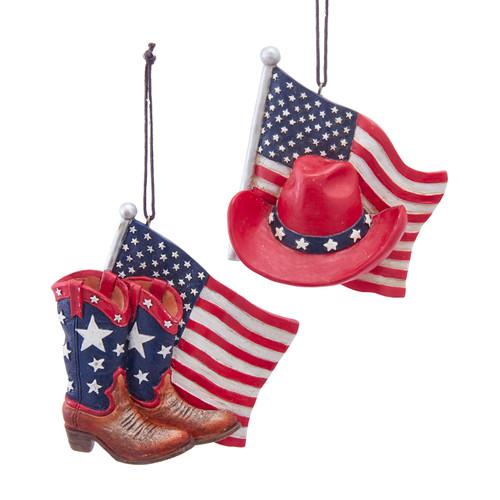 Patriotic Western Ornaments, 2 Assorted