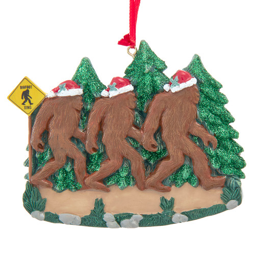 Big Foot Walking With Santa Family Of 3 Ornament For Personalization 