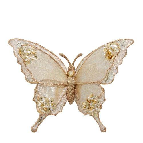 Gold Butterfly Clip-On Ornament