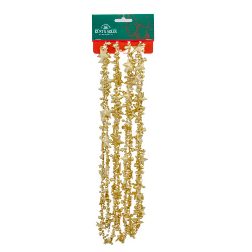 9' Gold Water Drop Beads With Gold Stars Twisted Garland