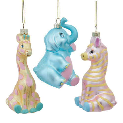 Noble Gems™ Glass Baby's 1st  Baby Animal Ornaments, 3 Assorted