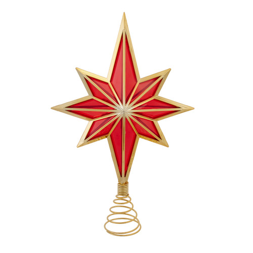15.5" Red & Gold Star Treetop