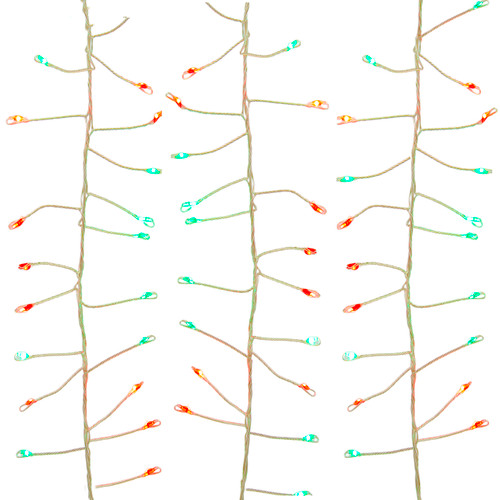 7.87' 240L Red & Green Twinkle Micro LED Silver Wire Cluster Garland 