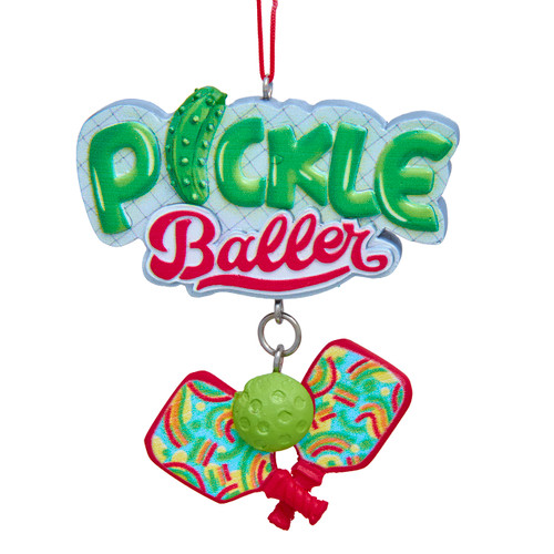 "Pickle Baller" With Paddle Dangle Ornament