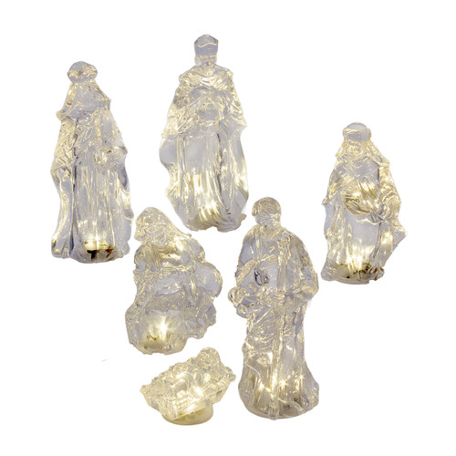 6-Piece Battery Operated Acrylic  Lighted Nativity Set Figurines