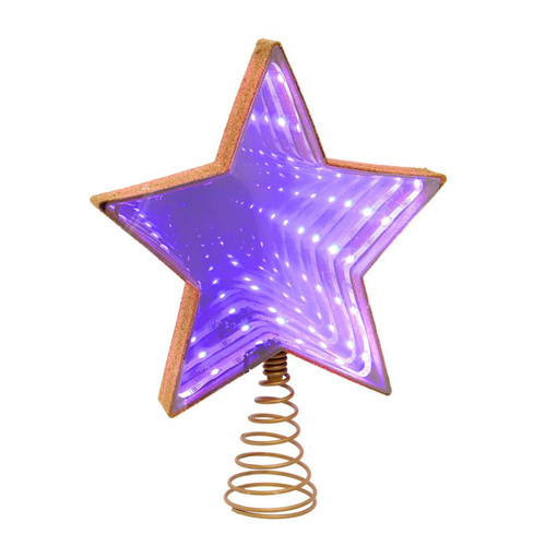 11.5“ UL 22L Multicolor Infinity Effect SMD LED Gold Glitter Star Treetop