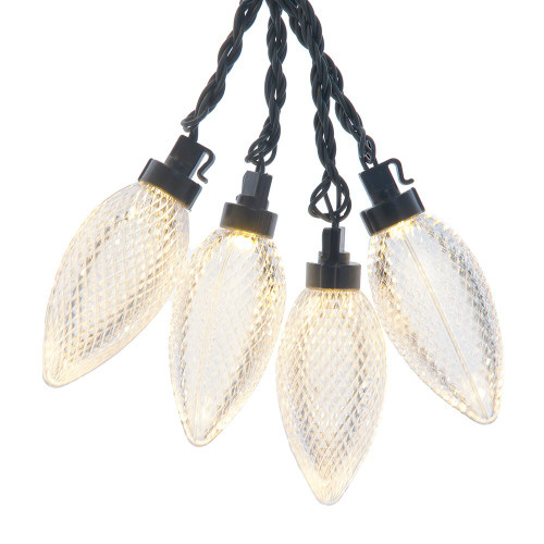 10-Piece Warm White LED Faceted C9 String Yard Stakes