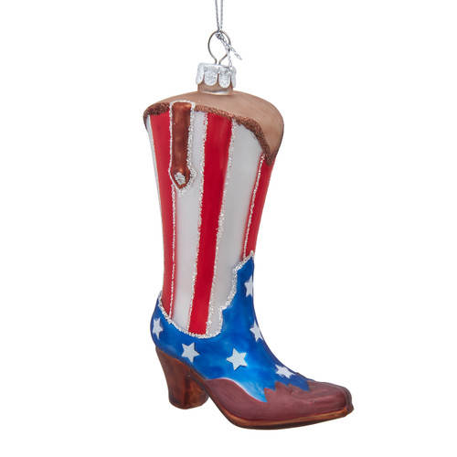 Noble Gems™ Glass Patriotic Cowboy Boot Ornament