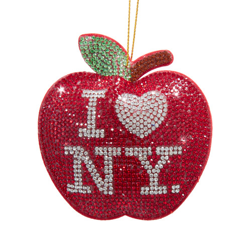 I Love NY® Bedazzled Apple Ornament