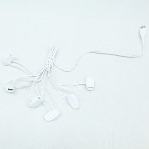 9.4' White USB Power Extension Cord With 12 Ports (No Adapter)