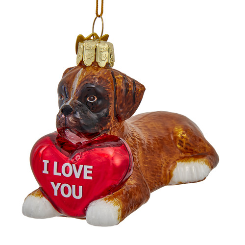 Noble Gems™ Glass Boxer With "I Love You" Heart Ornament