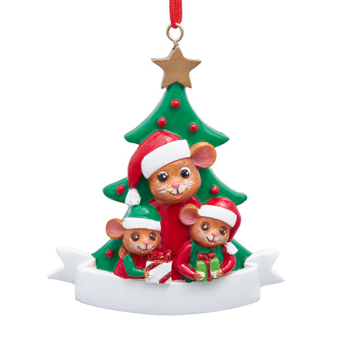 Pajama Party Mice Adult & 2 Kids Ornament For Personalization