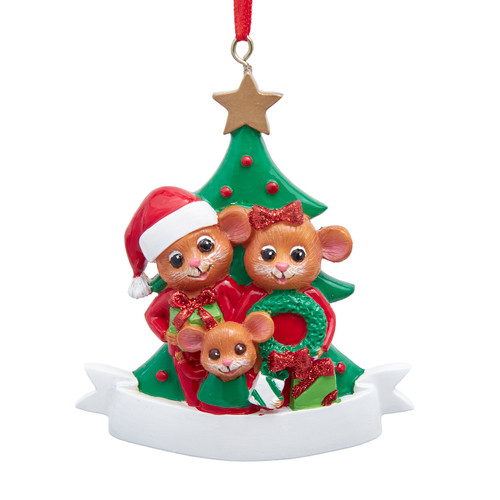 Pajama Party Mice Family of 3 Ornament For Personalization