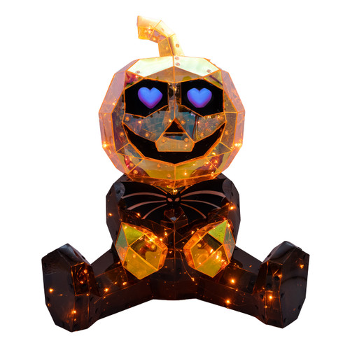 17.7" Lighted Magical Iridescence Pumpkin Man With LCD Eyes
