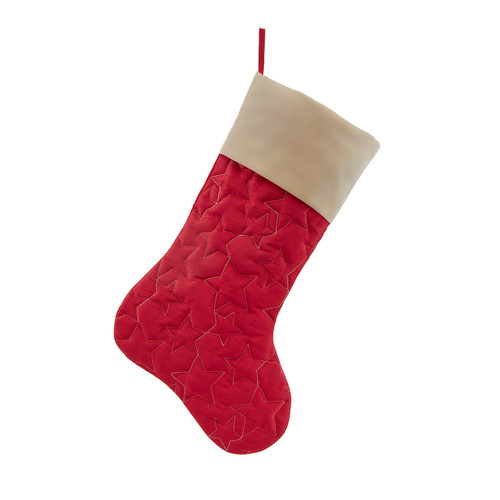 Red Star Quileted With Gold Dupion Cuff Stocking