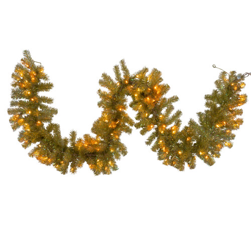 9'PreLit LED Dual Color Iridescent Gold Garland
