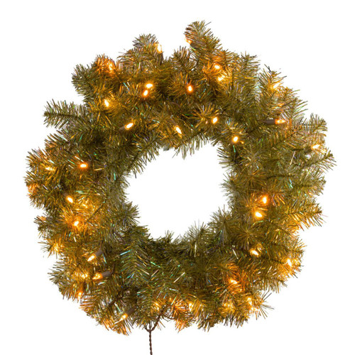 24" 50L LED Dual Color Iridescent Gold Wreath