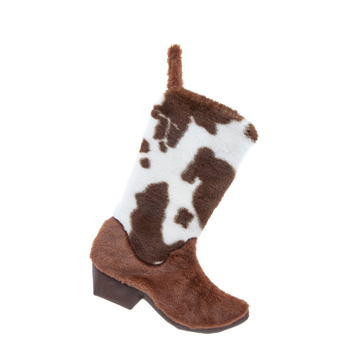 Cow print Faux Fur Cowboy Boot Stocking