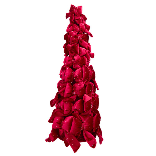 19.6" Burgundy Bow Tree With Diamond Gemstones
