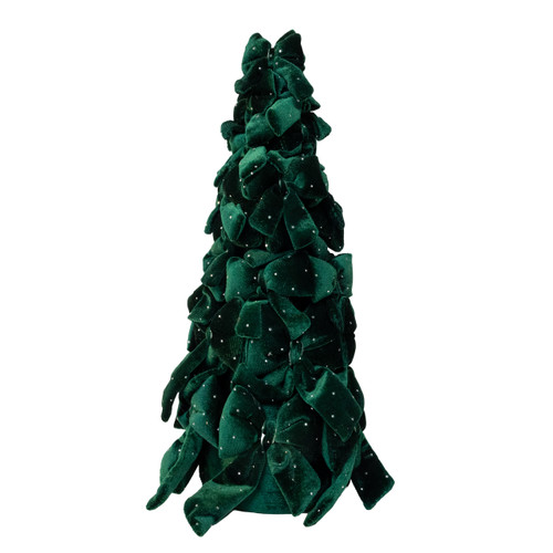 15.75" Dark Green Bow Tree With Diamond Gemstones